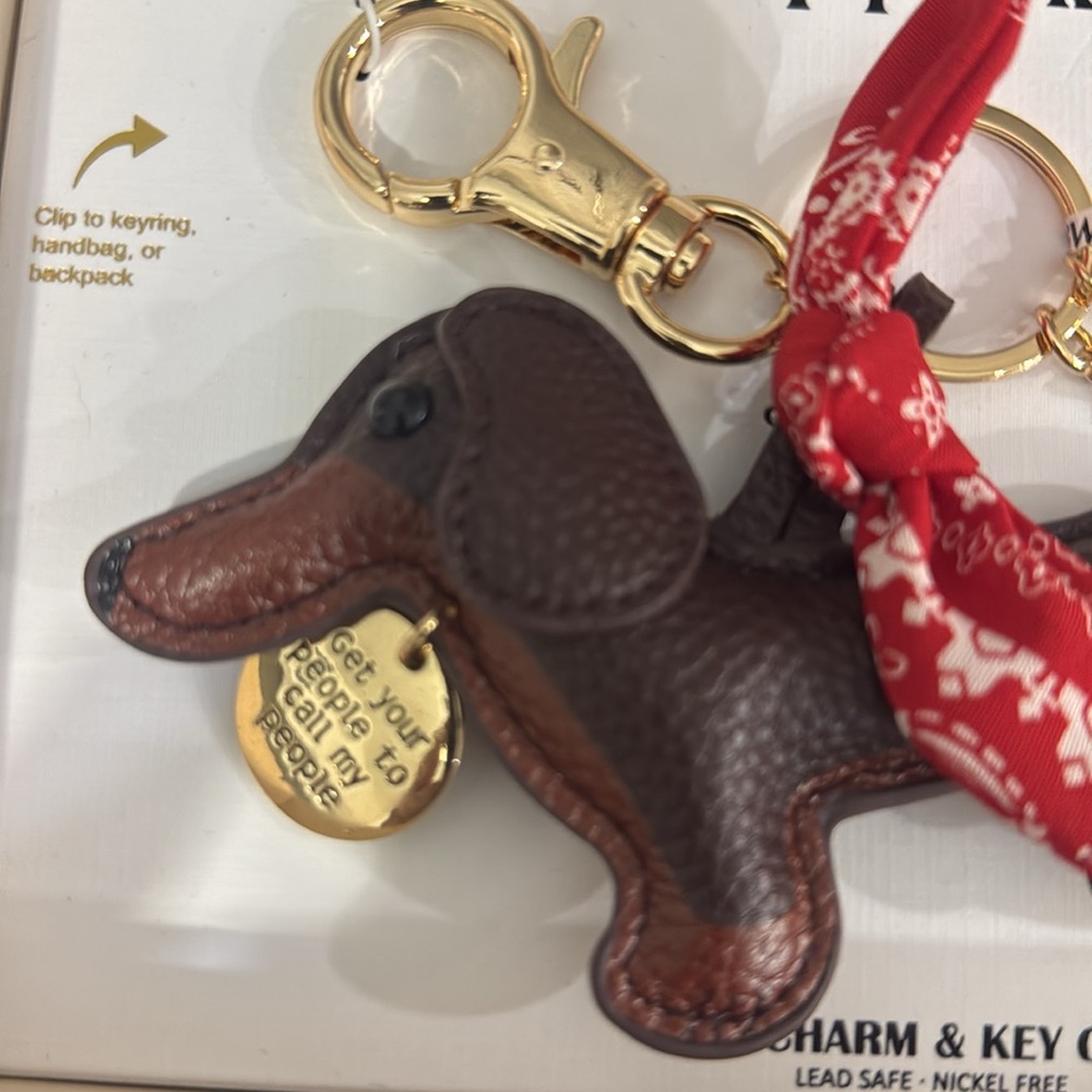 New Piper K Dachshund Dog Bag Charm Keychain Bandana Tennis Ball Bone & Beads - Picture 3 of 10